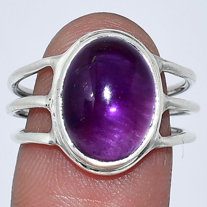 Amethyst Cab Ring size-8 SDR239398 R-1008, 10x14 mm