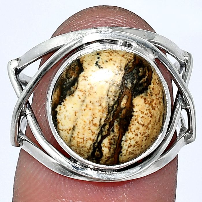 Picture Jasper Ring size-7 SDR239407 R-1054, 12x12 mm