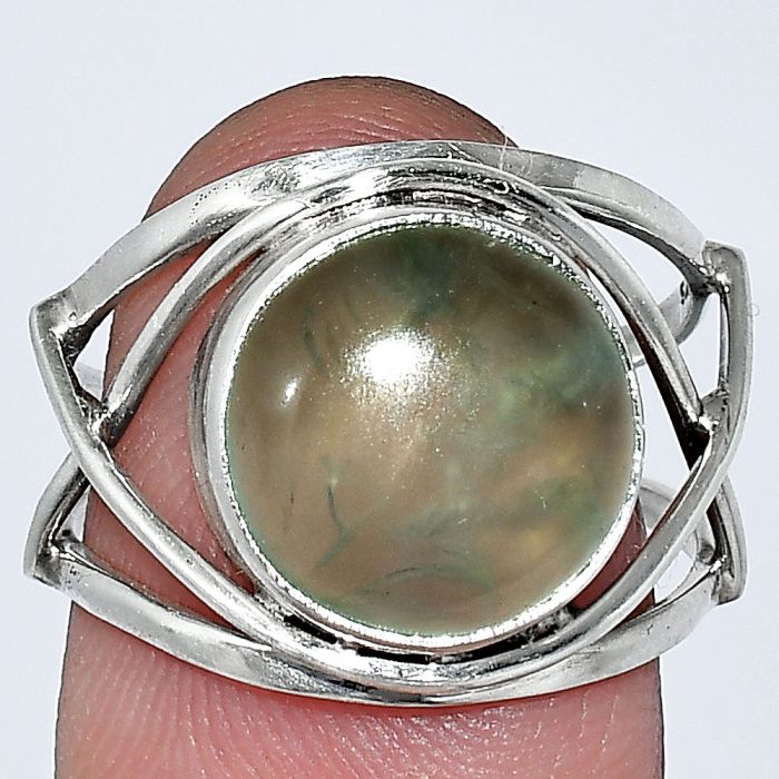 Prehnite Ring size-7.5 SDR239420 R-1054, 12x12 mm