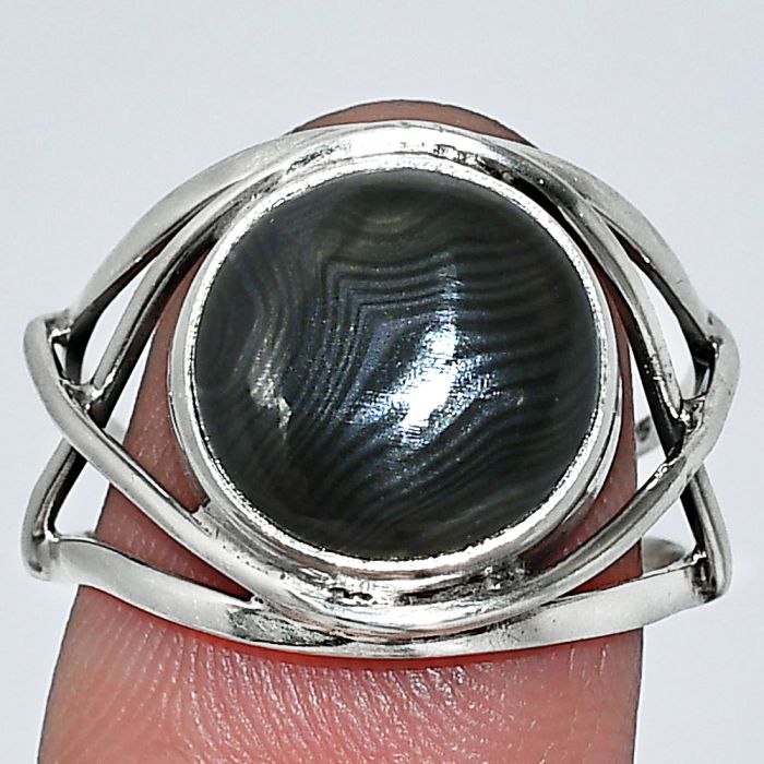 Crown Of Silver Psilomelane - Black Malachite Ring size-8 SDR239423 R-1054, 12x12 mm