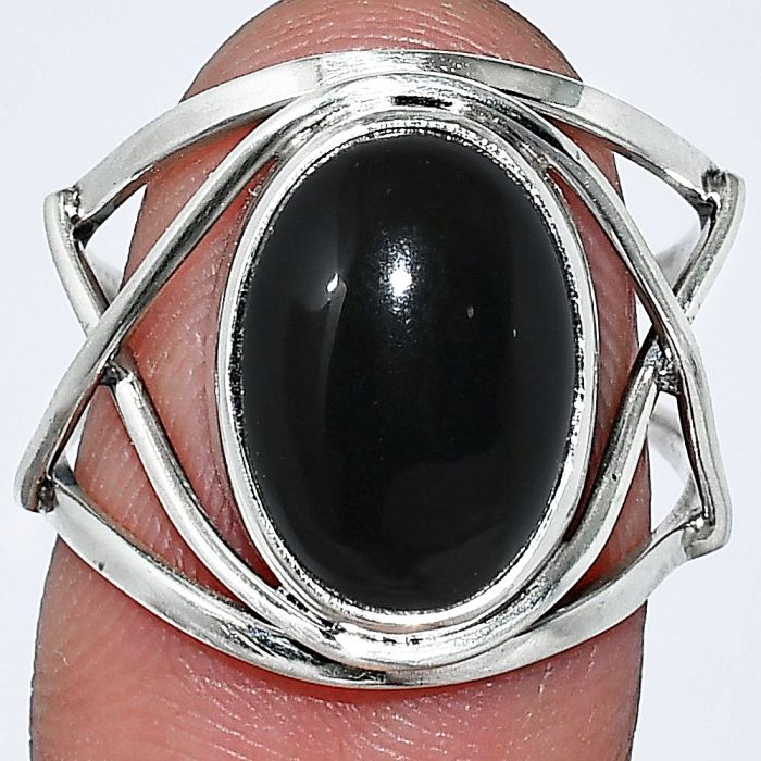 Black Onyx Ring size-8 SDR239424 R-1054, 10x14 mm