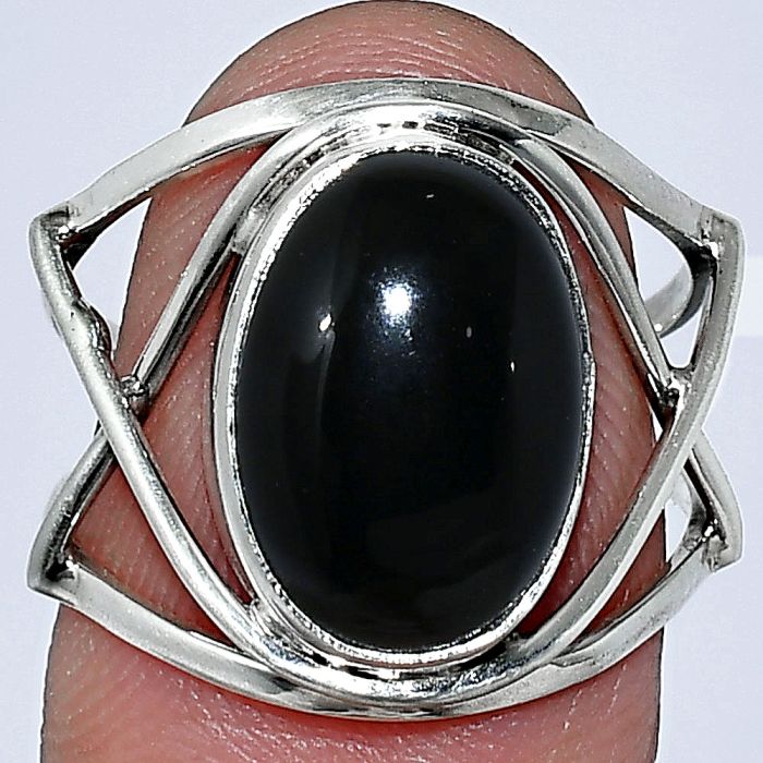 Black Onyx Ring size-7.5 SDR239426 R-1054, 10x14 mm