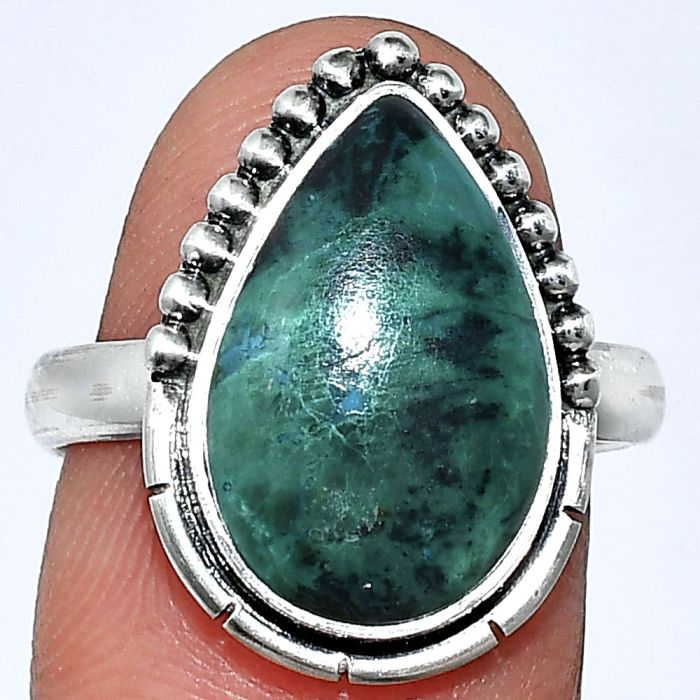 Azurite Chrysocolla Ring size-8 SDR239430 R-1151, 11x16 mm