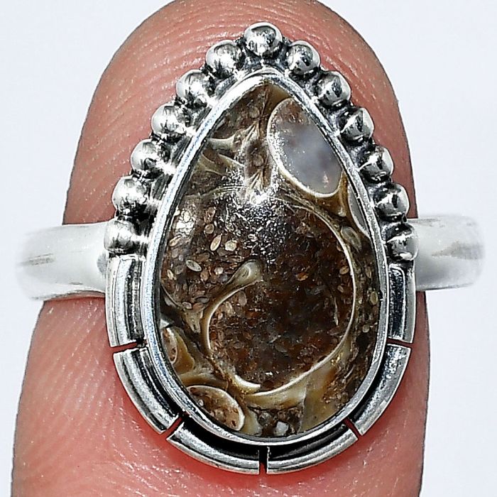 Turtella Jasper Ring size-8 SDR239437 R-1151, 9x15 mm