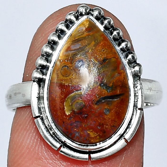 Red Moss Agate Ring size-8 SDR239445 R-1151, 10x16 mm