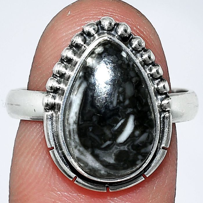 Mexican Cabbing Fossil Ring size-8 SDR239468 R-1151, 10x14 mm