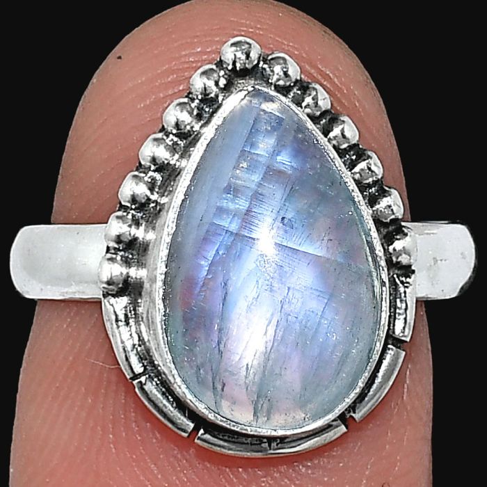Rainbow Moonstone Ring size-7 SDR239486 R-1151, 9x13 mm