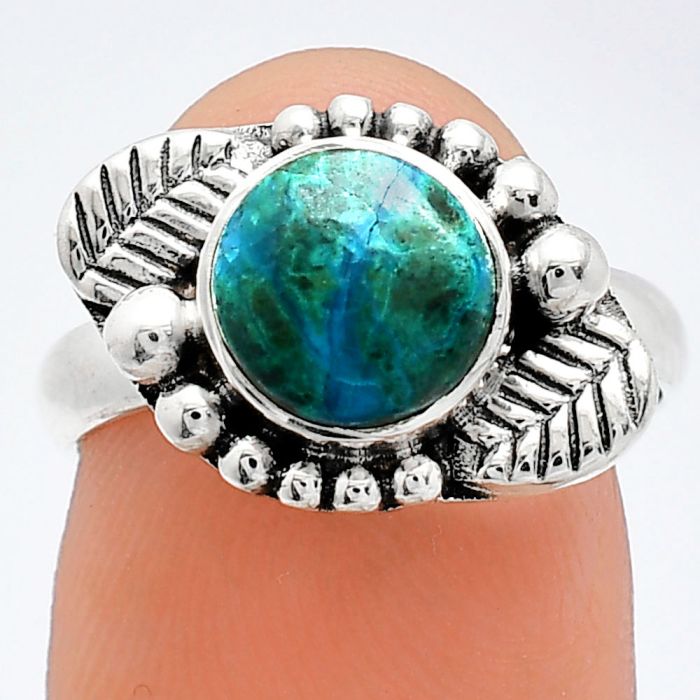 Natural Azurite Chrysocolla Ring size-7 SDR239501 R-1272, 8x8 mm