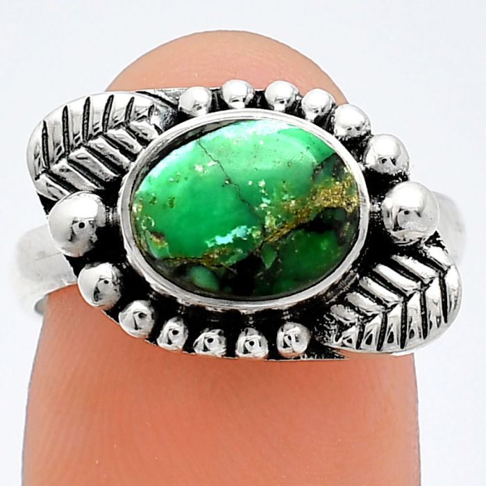Green Matrix Turquoise Ring size-8 SDR239508 R-1154, 8x10 mm