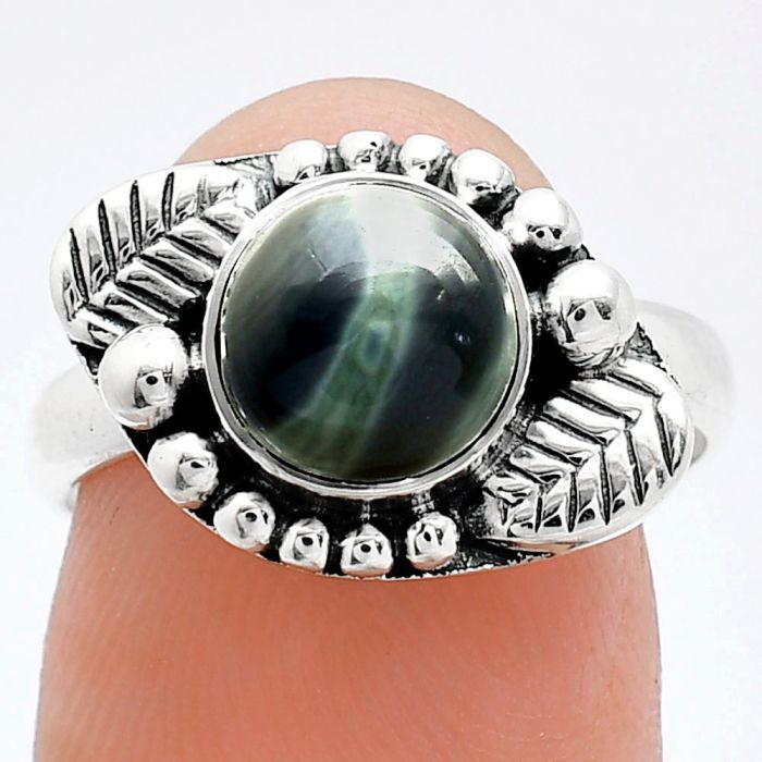 Natural Spider Web Obsidian Ring size-7 SDR239520 R-1272, 8x8 mm