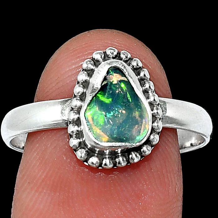 Ethiopian Opal Rough Ring size-10.5 SDR239574 R-1071, 6x8 mm