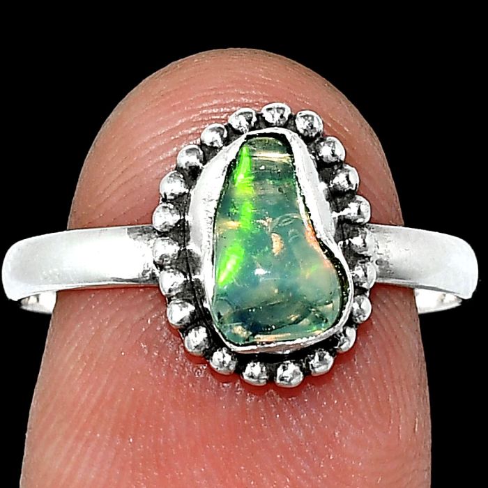 Ethiopian Opal Rough Ring size-9 SDR239576 R-1071, 5x9 mm