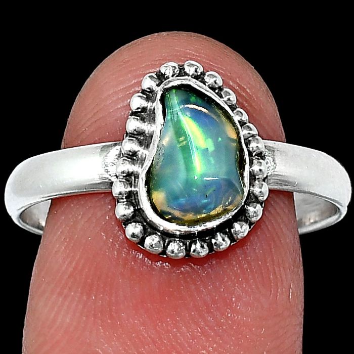 Ethiopian Opal Rough Ring size-10 SDR239578 R-1071, 6x9 mm