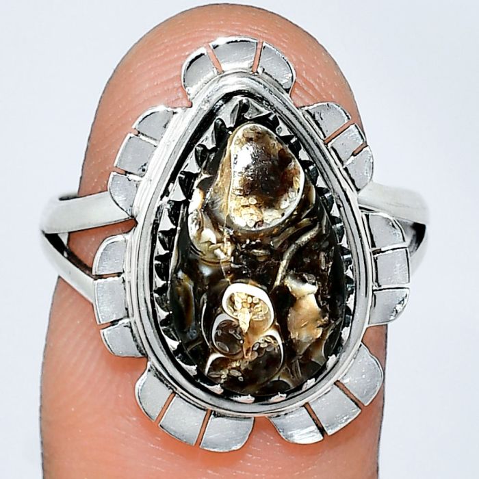 Turtella Jasper Ring size-8 SDR239660 R-1341, 9x14 mm