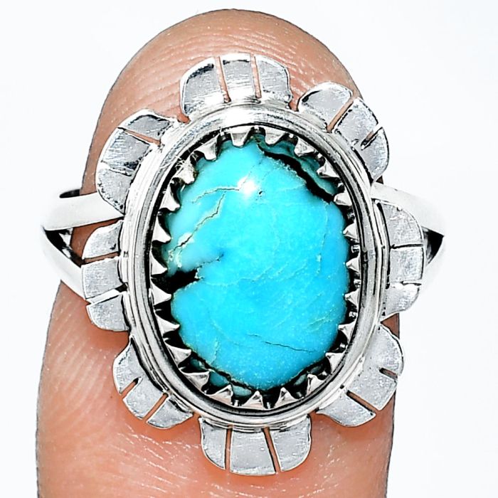 Lucky Charm Tibetan Turquoise Ring size-8 SDR239678 R-1341, 9x12 mm