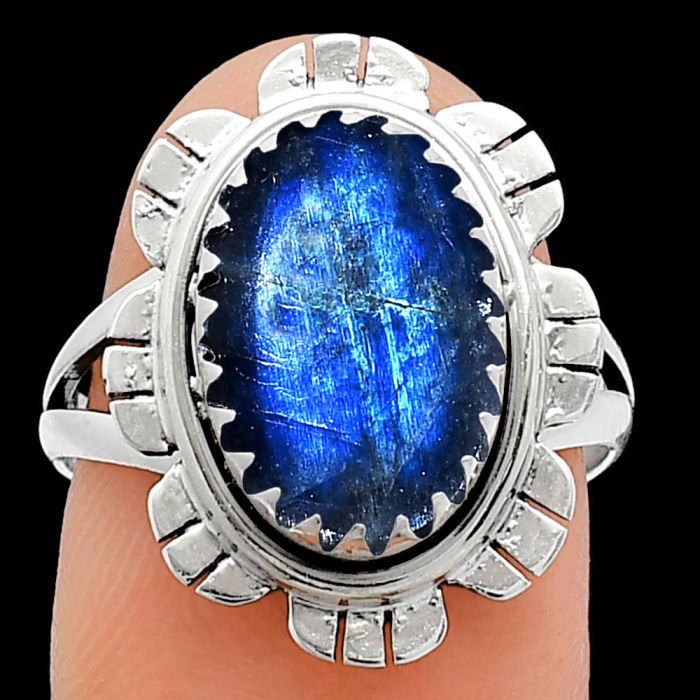 Blue Fire Labradorite Ring size-7 SDR239701 R-1341, 9x14 mm