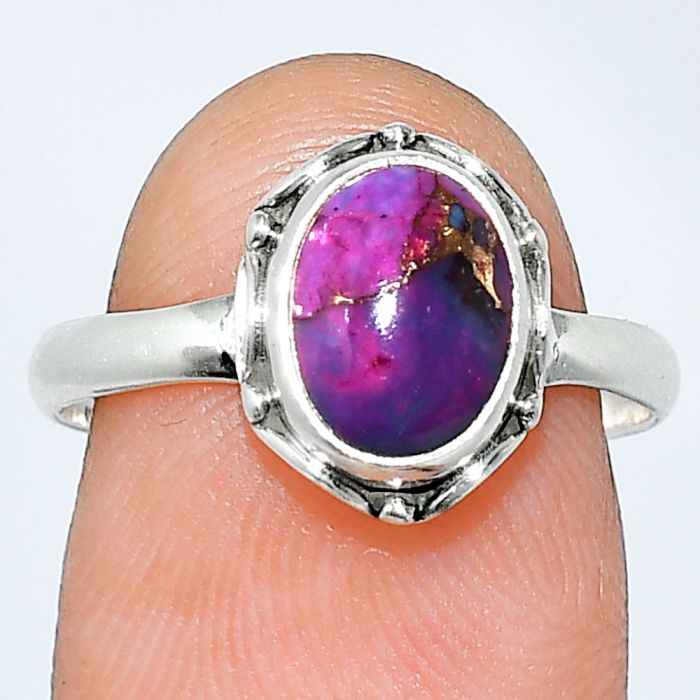 Copper Purple Turquoise Ring size-7.5 SDR239702 R-1198, 7x9 mm