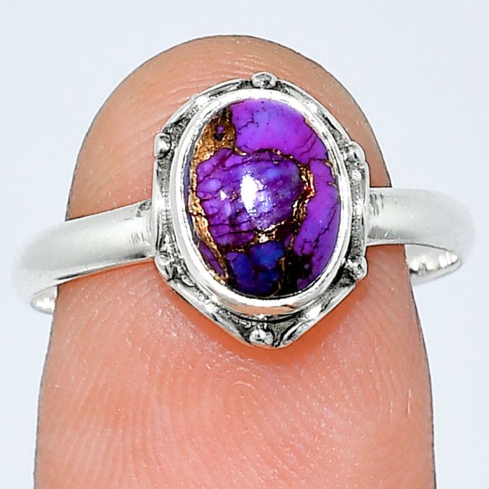 Copper Purple Turquoise Ring size-8 SDR239711 R-1198, 7x9 mm