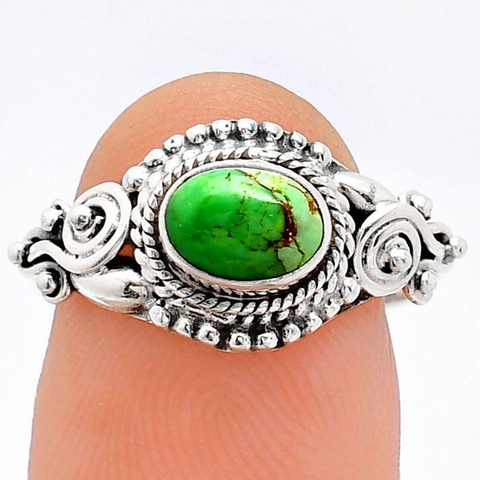 Copper Green Turquoise Ring size-7.5 SDR239750 R-1238, 7x5 mm