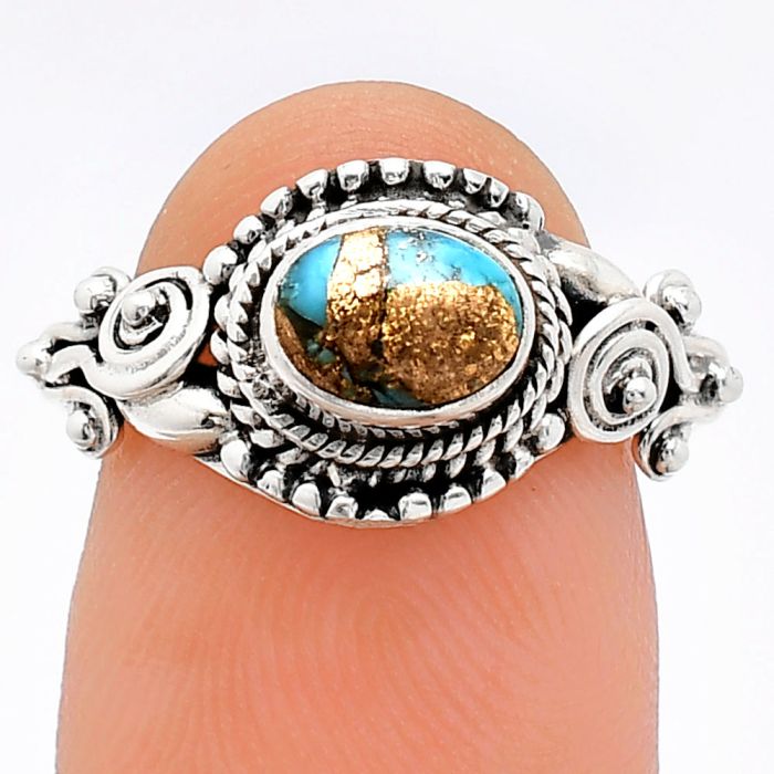 Copper Blue Turquoise Ring size-8 SDR239755 R-1238, 7x5 mm