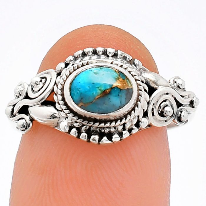 Copper Blue Turquoise Ring size-8.5 SDR239761 R-1238, 7x5 mm