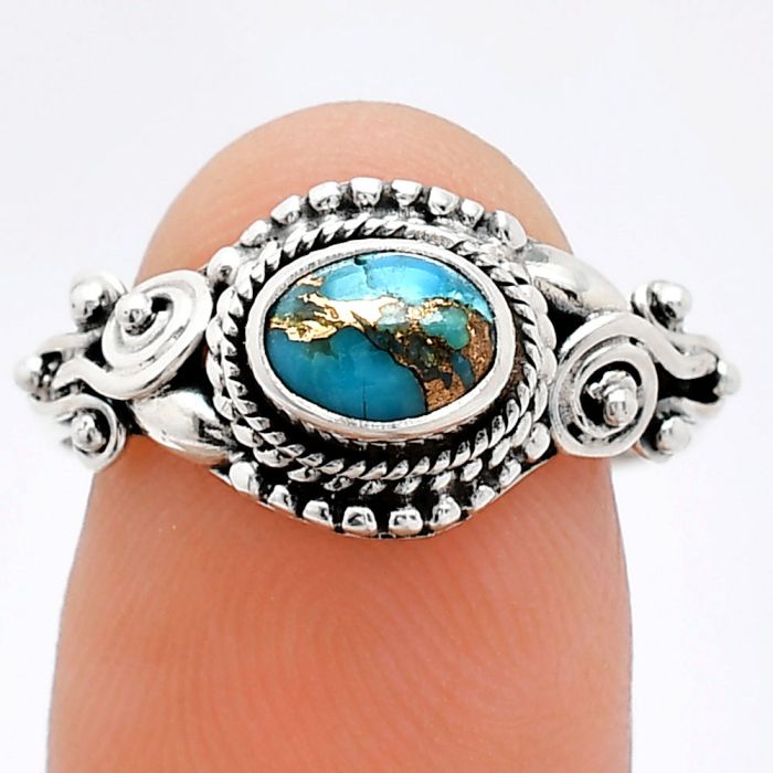 Copper Blue Turquoise Ring size-8.5 SDR239772 R-1238, 7x5 mm