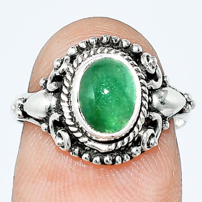 Green Aventurine Ring size-6.5 SDR239815 R-1291, 6x8 mm