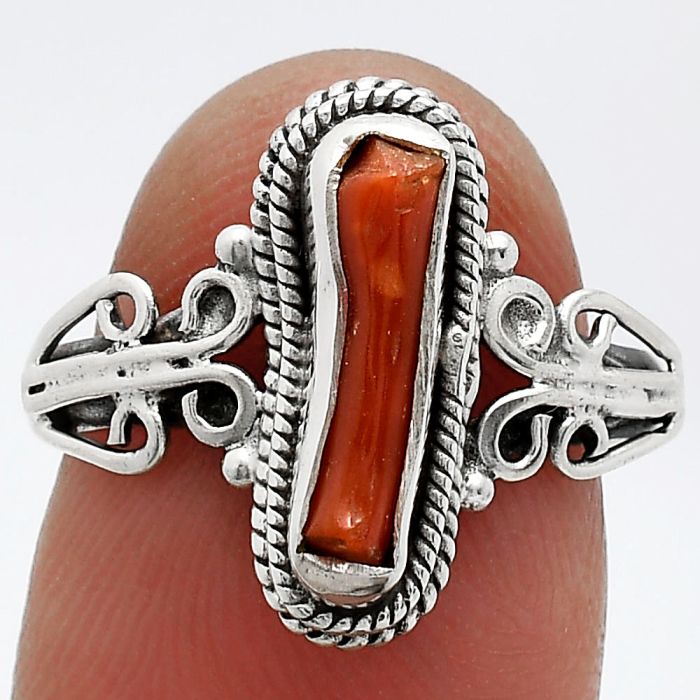 Coral Stick Ring size-7 SDR239824 R-1293, 3x13 mm