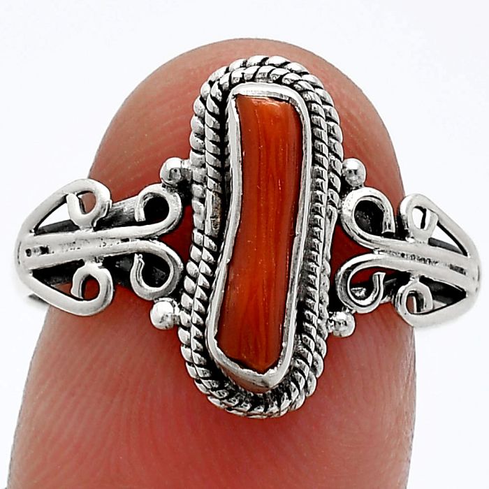 Coral Stick Ring size-9 SDR239826 R-1293, 3x12 mm