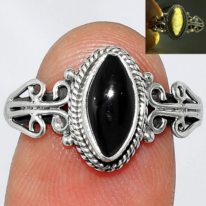 Tektite Cab Ring size-7 SDR239830 R-1293, 5x10 mm