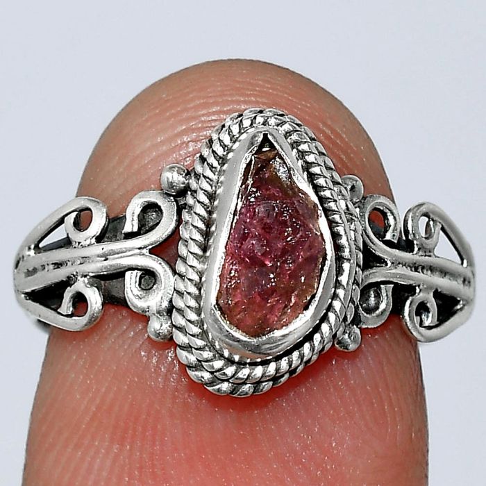 Pink Tourmaline Rough Ring size-7 SDR239838 R-1293, 4x8 mm