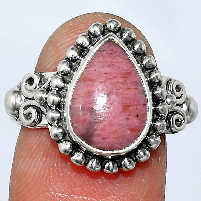 Pink Tulip Quartz Ring size-8 SDR239893 R-1071, 9x13 mm