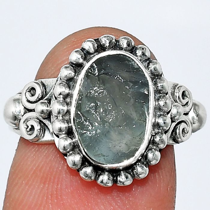 Aquamarine Rough Ring size-6.5 SDR239895 R-1071, 7x11 mm