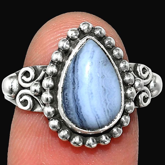 Blue Lace Agate Ring size-8 SDR239909 R-1071, 8x12 mm