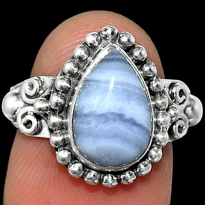 Blue Lace Agate Ring size-7 SDR239910 R-1071, 8x12 mm