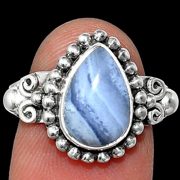 Blue Lace Agate Ring size-8 SDR239911 R-1071, 8x12 mm