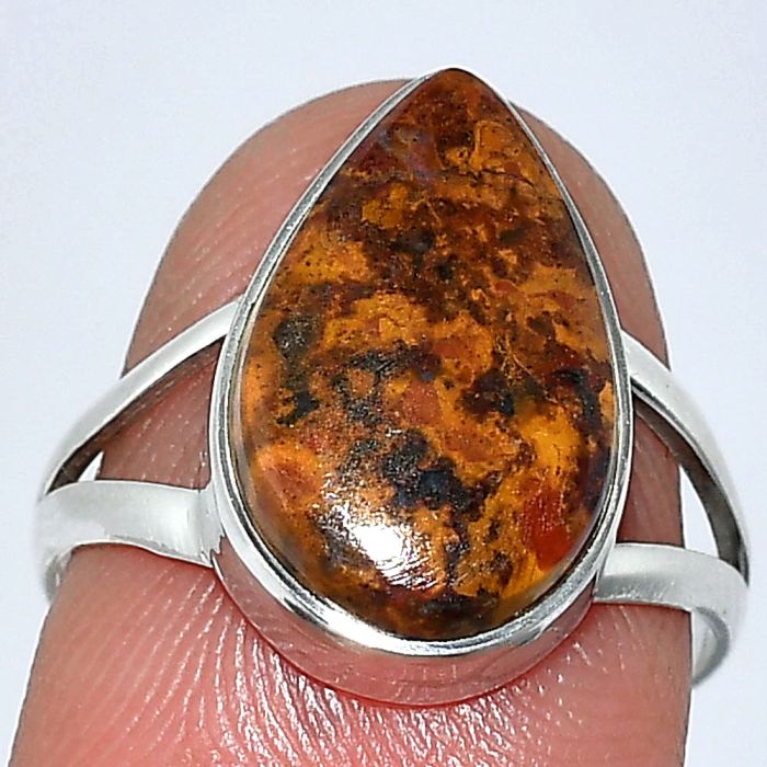 Red Moss Agate Ring size-7 SDR239943 R-1002, 10x16 mm