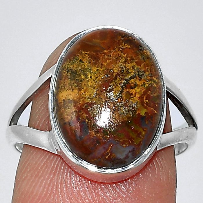 Red Moss Agate Ring size-8.5 SDR239987 R-1002, 11x15 mm