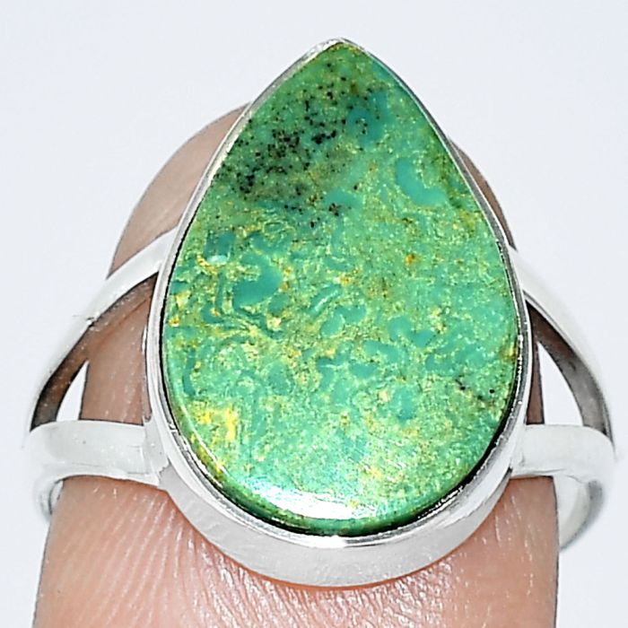 Natural Rare Turquoise Nevada Aztec Mt Ring size-7.5 SDR240017 R-1002, 12x17 mm