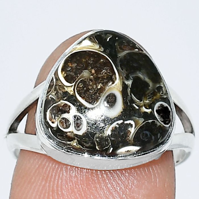 Turtella Jasper Ring size-7.5 SDR240019 R-1002, 13x13 mm