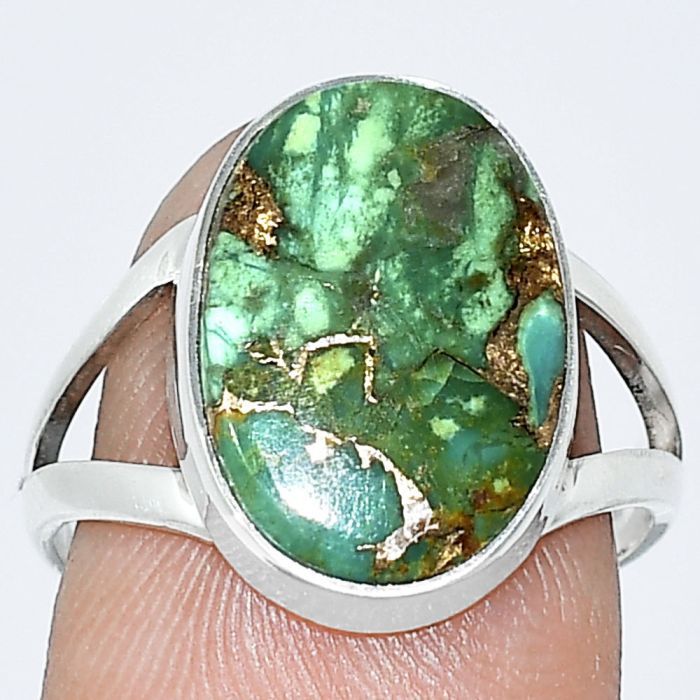 Kingman Copper Teal Turquoise Ring size-8 SDR240021 R-1002, 11x16 mm