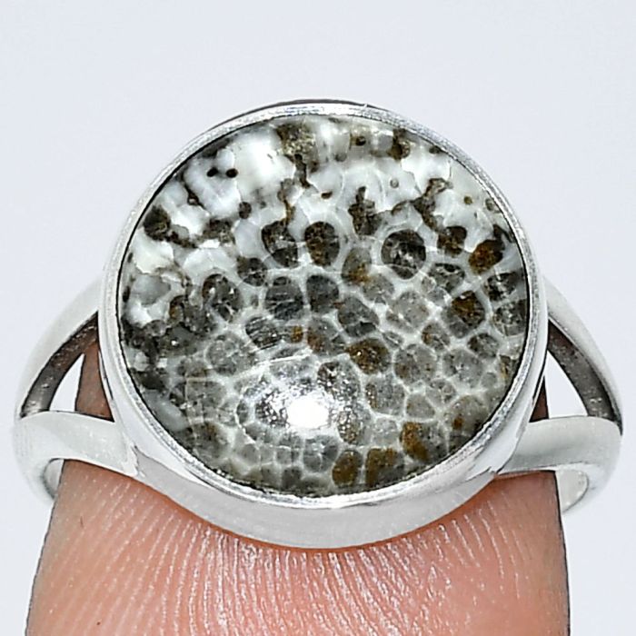 Stingray Coral Ring size-7 SDR240039 R-1002, 13x13 mm