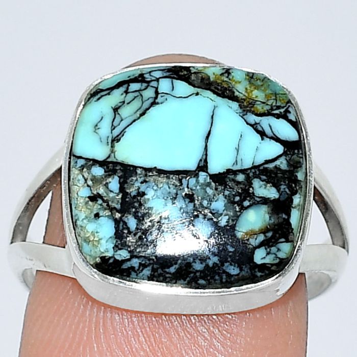 Lucky Charm Tibetan Turquoise Ring size-8.5 SDR240056 R-1002, 14x14 mm