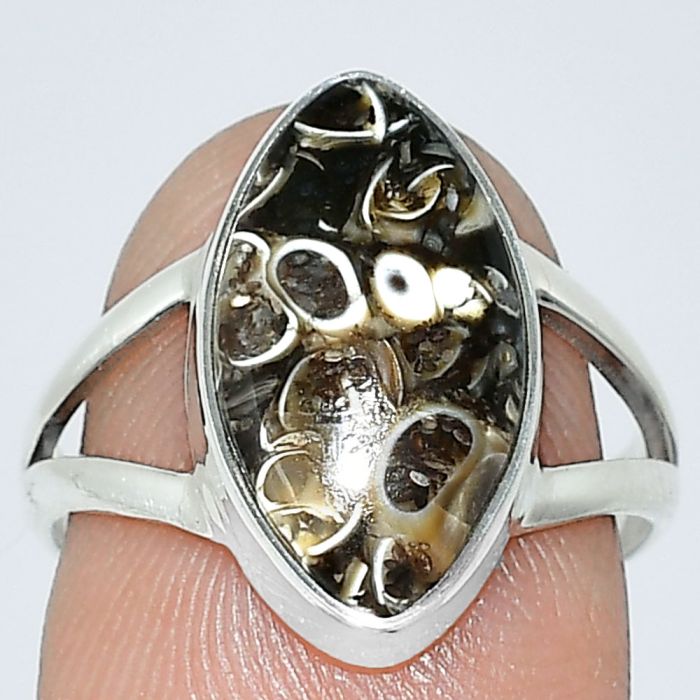 Turtella Jasper Ring size-7 SDR240083 R-1002, 9x17 mm