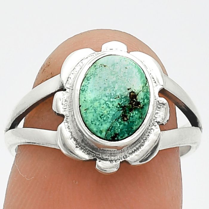 Natural Rare Turquoise Nevada Aztec Mt Ring size-7 SDR240094 R-1342, 7x9 mm