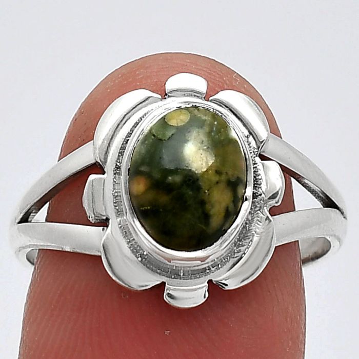 Rhyolite - Rainforest Jasper Ring size-8 SDR240121 R-1342, 7x9 mm