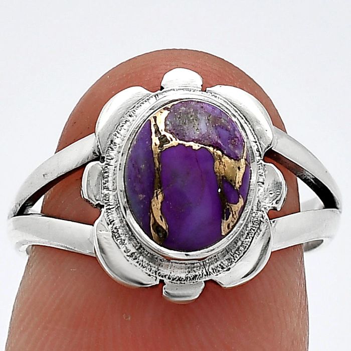 Copper Purple Turquoise Ring size-7 SDR240142 R-1342, 7x9 mm