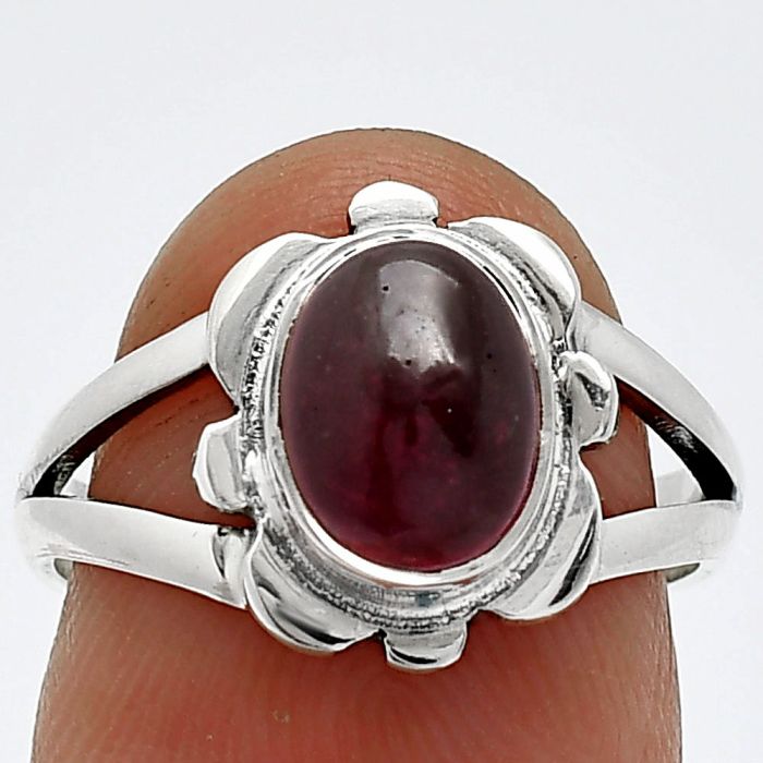 Hessonite Garnet Cab Ring size-7 SDR240149 R-1342, 7x9 mm