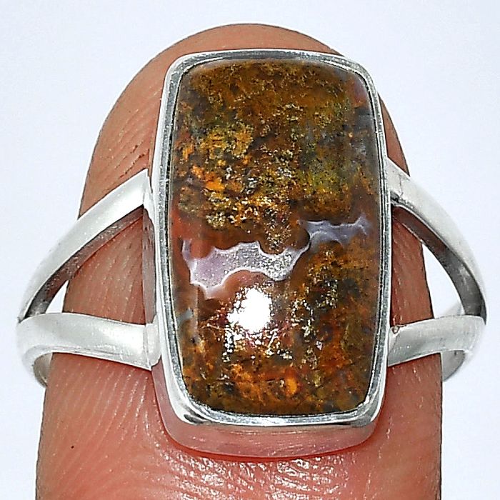 Rare Cady Mountain Agate Ring size-8.5 SDR240159 R-1002, 9x16 mm