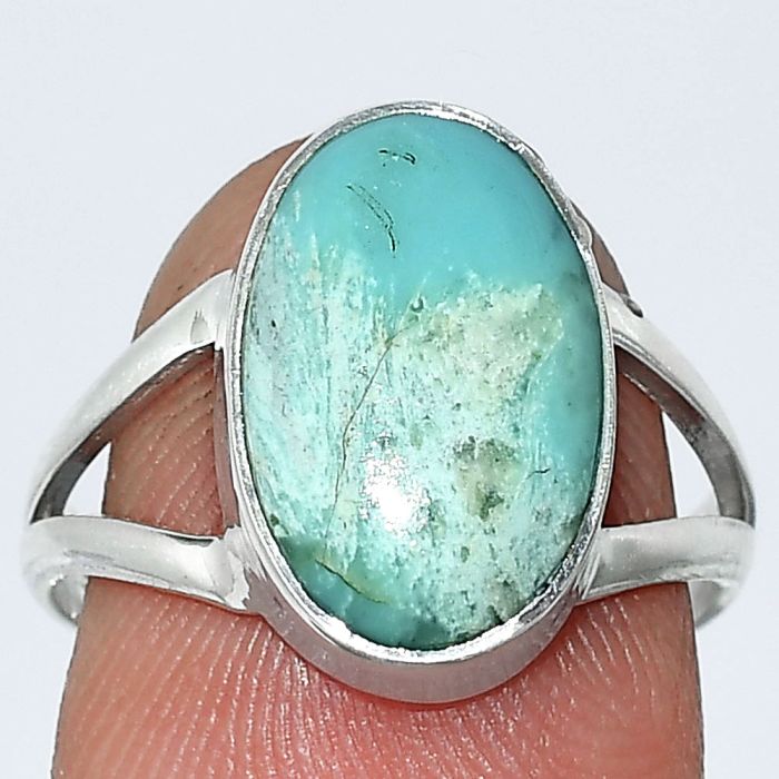 Natural Rare Turquoise Nevada Aztec Mt Ring size-7.5 SDR240162 R-1002, 9x15 mm